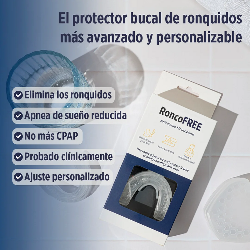 Ronco Free Protector Bucal Ajustable Contra Bruxismo con Estuche Incluido – Silicona Cómoda